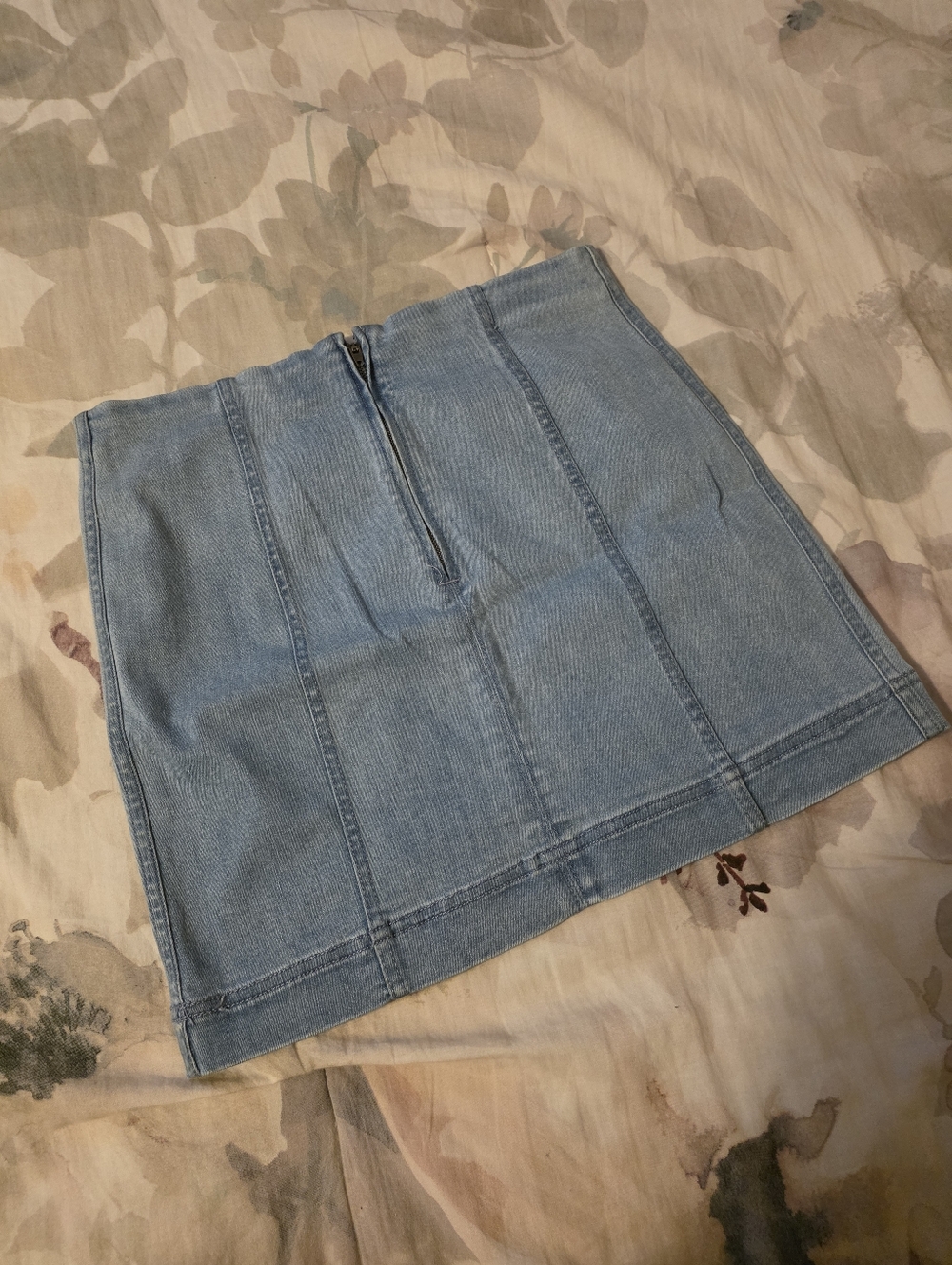 Jolt Light Wash Denim Skirt with Back Zip